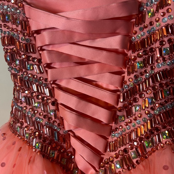 Mori Lee Pink Sweetheart Sleeveless Prom Gown - Picture 10 of 15